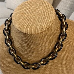 Coldwater Creek Gold Tone and Navy Blue Necklace